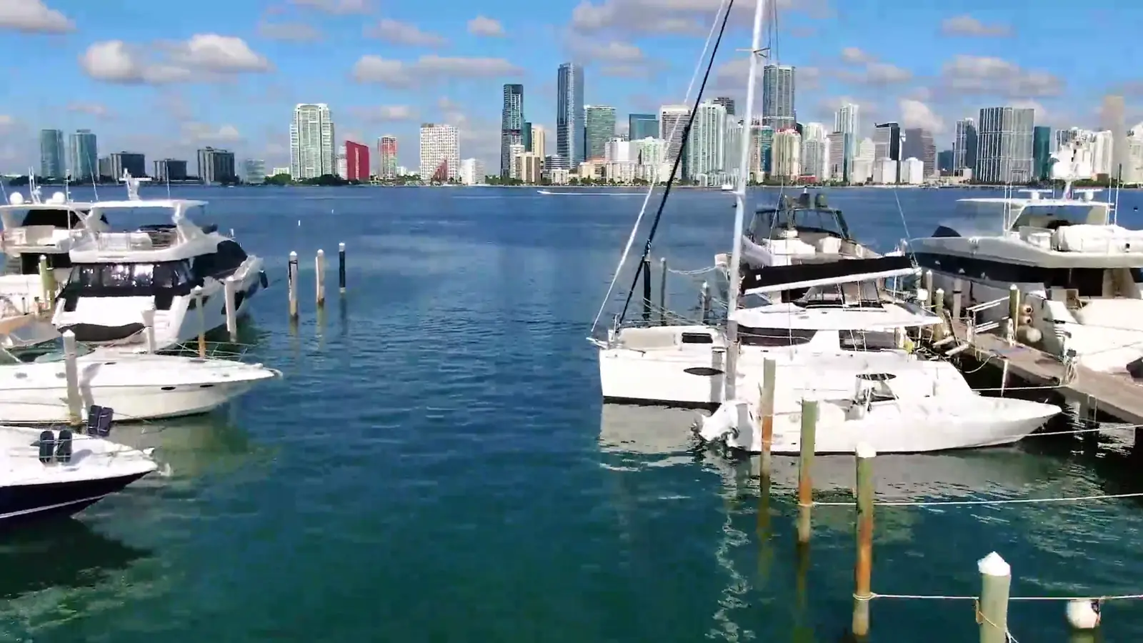 Aerial view of the Rickenbacker Causeway and Virginia Key waterfront